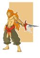 Goultard, demigod son of Iop, and his replacement post-Wakfu.