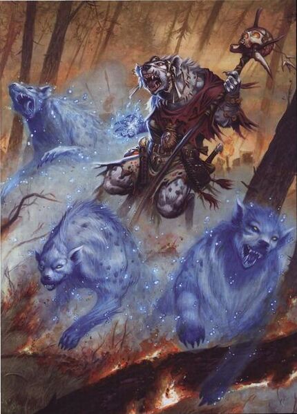 File:450px-Gnoll Shaman and Spirit Hyenas.jpg