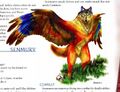 A suspiciously furry D&D creature. (For the record: That's a "Simurgh", actual real life mythological bird...only the artist has somehow made it 500,000 times more furry, LGBT-pridey, and just plain stupid looking for some reason.)