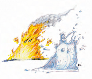 Fire elemental Water elemental MM 2e.png