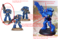 Primaris Johnny tutorial. The Deathwatch: Overkill sprue has a hand holding an ammo clip that would be perfect for this conversion.