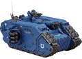 A Smurf Land Raider Crusader. This design originated with the Black Templars.